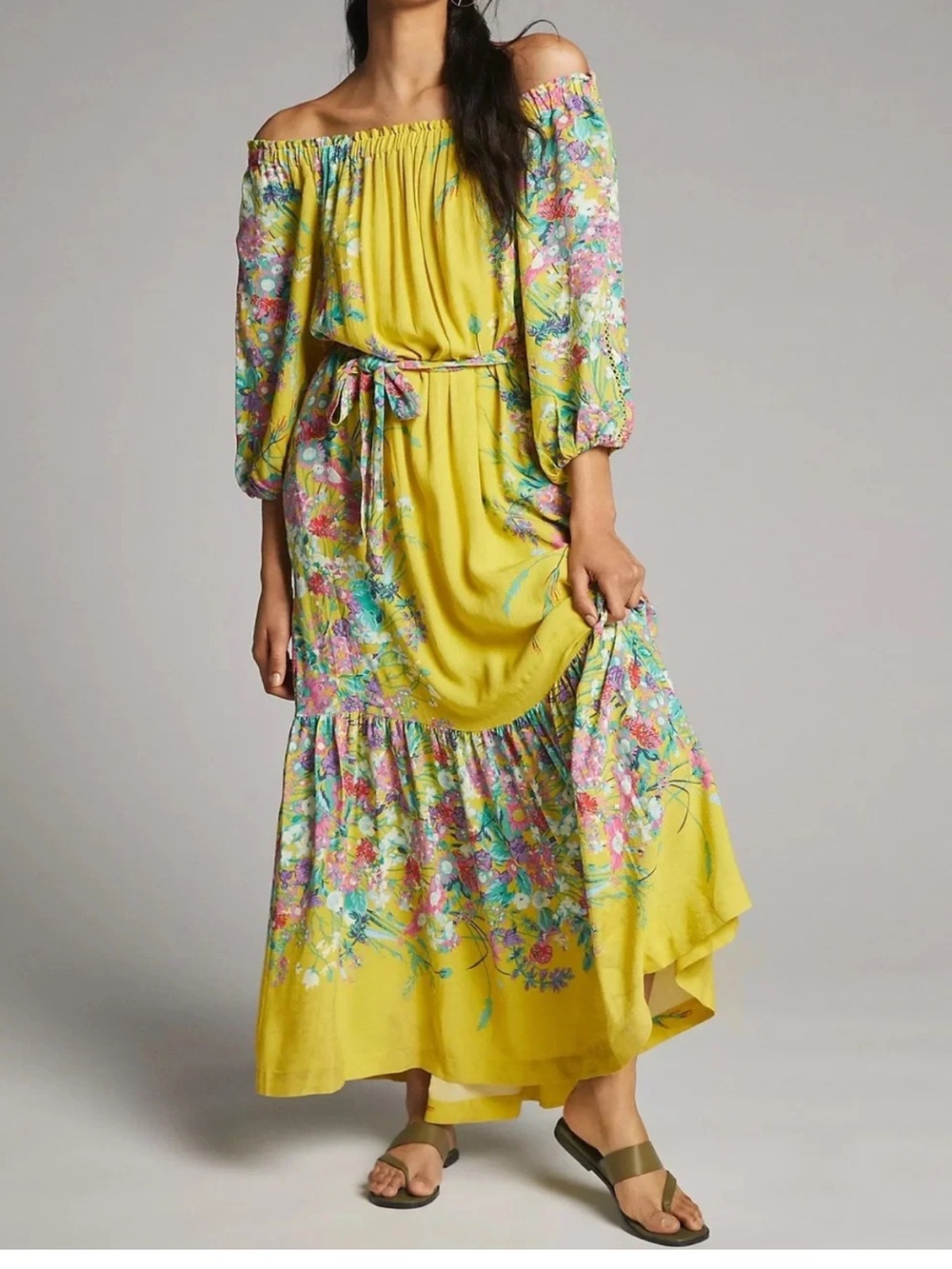 Anthropologie womans floral maxi dress size S (NO BELT)